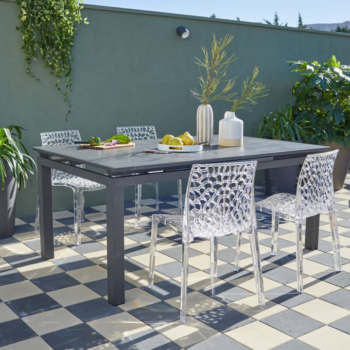Salon De Jardin Miami Stone Aluminium Gris Anthracite, 4 tout Salon De Jardin Polypropylène