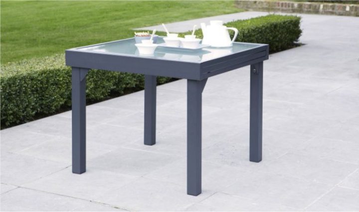 Salon De Jardin Modulo Gris 4 Personnes – Table Extensible concernant Table De Jardin 4 Personnes