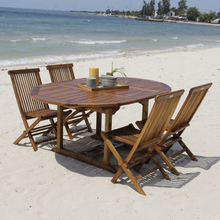 Salon De Jardin Ovale En Bois De Teck Huilé 4/8 Places tout Salon De Jardin Teck Déstockage