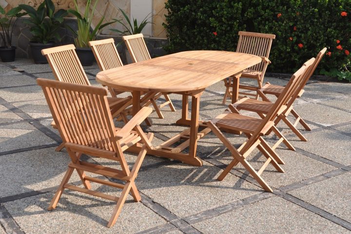 Salon De Jardin Ovale Teck Brut 8 Personnes Kajang concernant Salon De Jardin Teck Déstockage