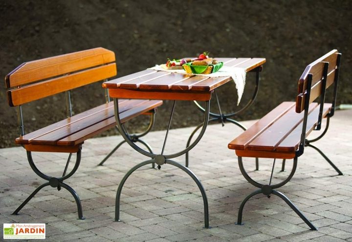 Salon De Jardin Pliable En Bois 6 Personnes 180Cm Forte encequiconcerne Salon Jardin Pliable