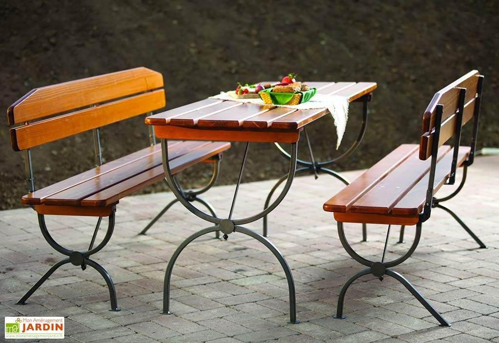 Salon De Jardin Pliable En Bois 6 Personnes 180Cm Forte encequiconcerne Salon Jardin Pliable