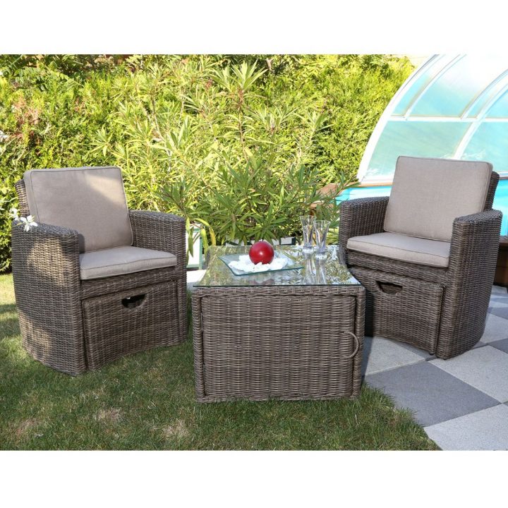 Salon De Jardin Résine Cupido Brun : 2 Fauteuils + Table 1 intérieur Salon De Jardin Polypropylène