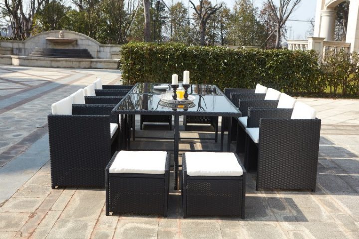 Salon De Jardin Resine Noir 12 Places Miami : Salon tout Coussin Pour Salon De Jardin En Resine Tressee