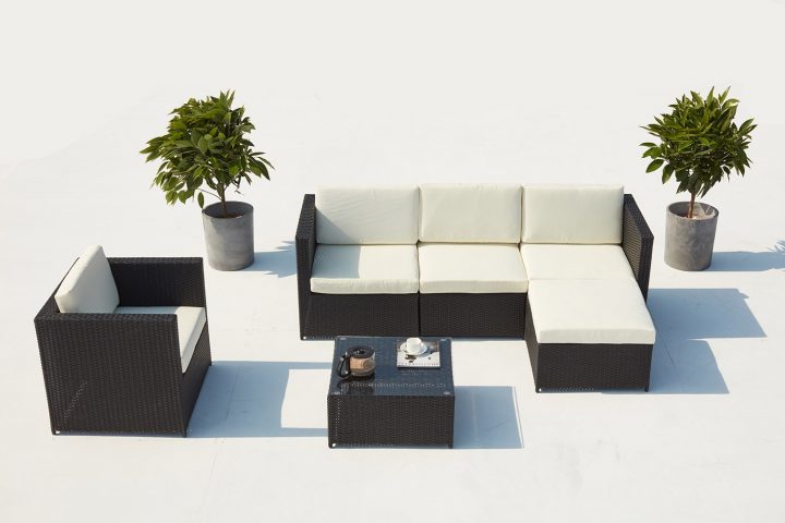 Salon De Jardin Résine Tressée Aluminium 5 Places Romulus dedans Destockage Salon De Jardin Aluminium