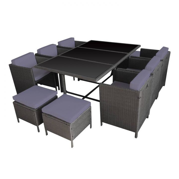 Salon De Jardin Résine Tressée Encastrable Gris 10 Personnes concernant Coussin Salon De Jardin Résine