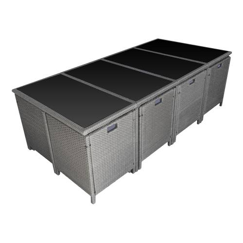 Salon De Jardin Résine Tressée Encastrable Gris 12 Personnes tout Salon De Jardin Résine Tressée Encastrable