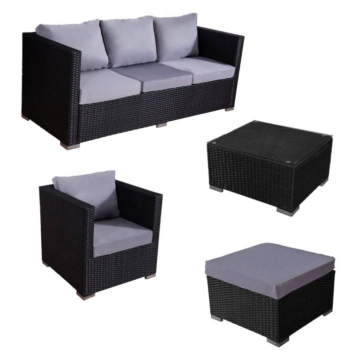 Salon De Jardin Résine Tressée Noire 4 Places Cargèse intérieur Coussin Pour Salon De Jardin En Resine Tressee