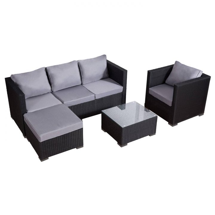 Salon De Jardin Résine Tressée Noire 4 Places Cargèse pour Coussin Salon De Jardin Résine