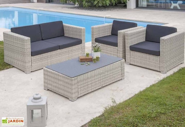 Salon De Jardin Résine Tressée Oceane – 4 Pièces – Dcb Garden serapportantà Salon De Jardin En Resine Leclerc