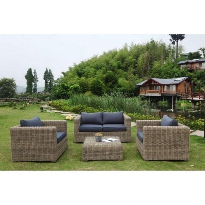 Salon De Jardin Résine Tressée Ronde Ensemble 4 Places avec Salon De Jardin Resine Tressée Pas Cher