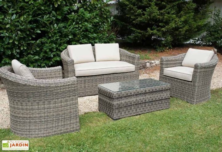 Salon De Jardin Résine Tressée Ronde Hawai Set 4 Pièces pour Salon De Jardin Tressé Carrefour