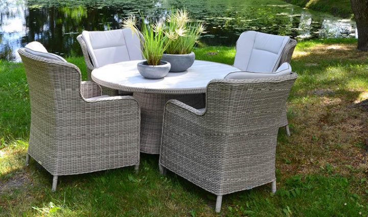 Salon De Jardin Rond En Résine Tressée Grise 4 Places Luxe destiné Salon De Jardin Resine Tressée