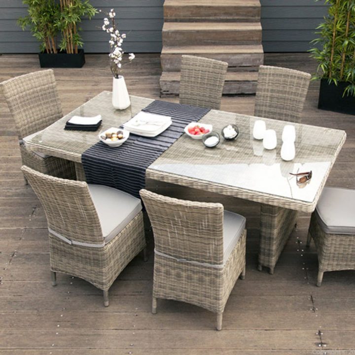 Salon De Jardin Table Et 6 Chaises En Résine Tréssée avec Table De Jardin En Resine Tressée