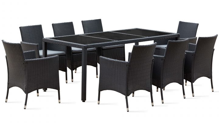 Salon De Jardin Table Résine Tressée 8 Fauteuils serapportantà Coussin Pour Salon De Jardin En Resine Tressee