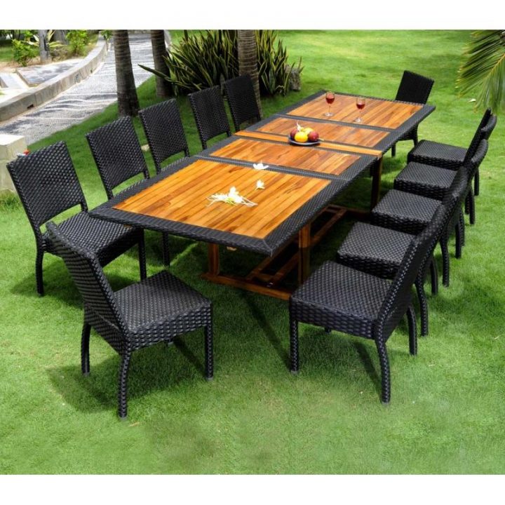 Salon De Jardin Teck Et Resine Tressee : Ensemble Pour 12 encequiconcerne Salon De Détente Jardin