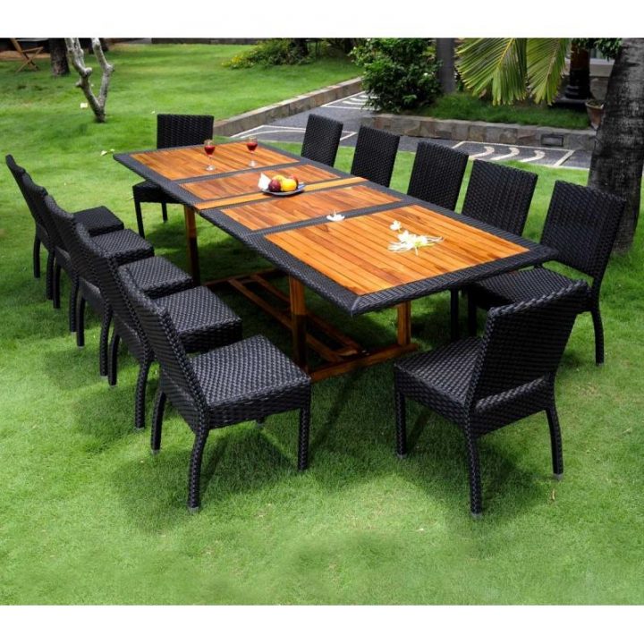 Salon De Jardin Teck Et Resine Tressee : Ensemble Pour 12 intérieur Salon De Jardin Tressé Carrefour