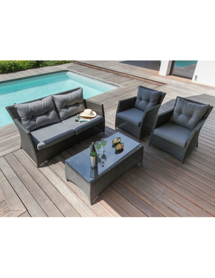 Salon De Jardin Tulipe 4 Pièces Résine Tressée Mystic Gris destiné Salon De Jardin Polypropylène