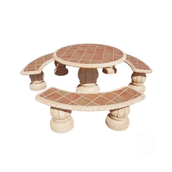 Salon En Pierre Alamo Tostado Ocre – Jardinoa.fr encequiconcerne Salon De Jardin En Pierre