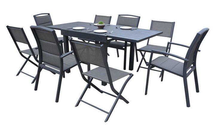 Salon Repas De Jardin 8 Places : Table Extensible + 8 avec Salon De Jardin Aluminium 8 Places