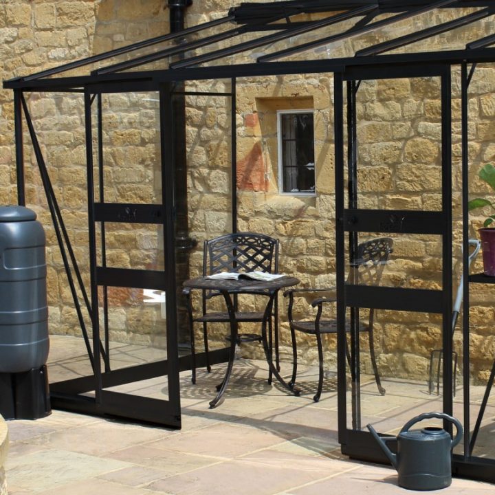 Serre Adossée 7,24M² En Verre Trempé Broadway Noire – Eden serapportantà Serre De Jardin Adossée