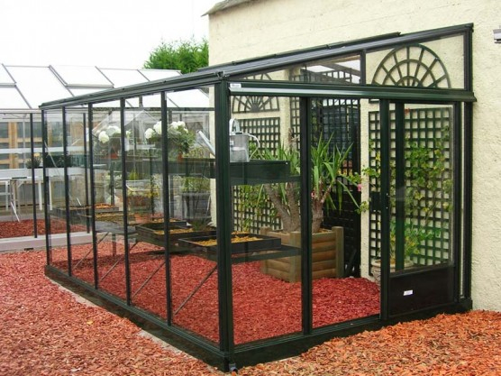 Serre Adossée En Verre Trempé 4Mm Et Aluminium Lams Euro avec Serre De Jardin Adossée