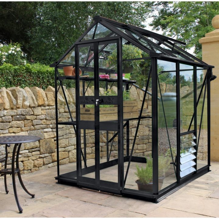 Serre De Jardin 2,87M² En Verre Trempé Birdlip Noire Eden avec Serre De Jardin D Occasion