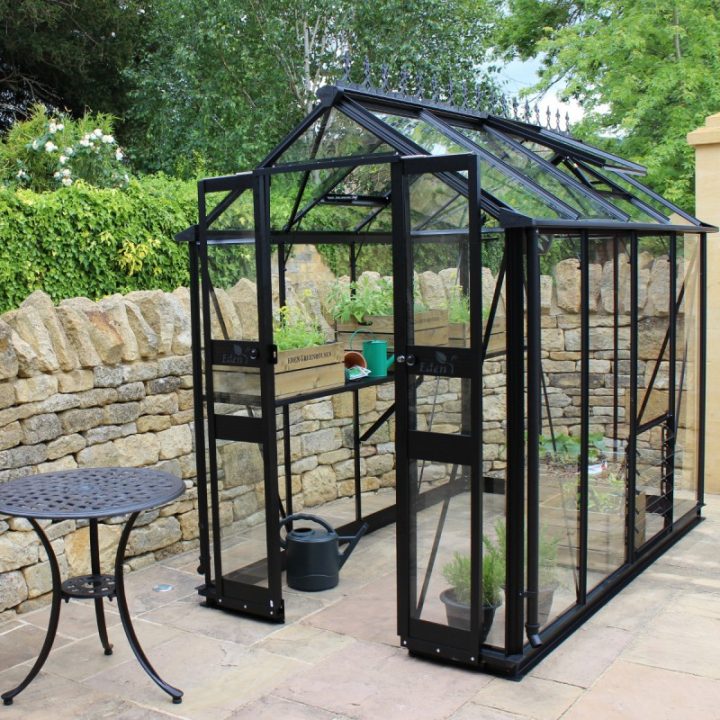 Serre De Jardin 3,78M² En Verre Trempé Birdlip Noire Eden tout Serre De Jardin D Occasion