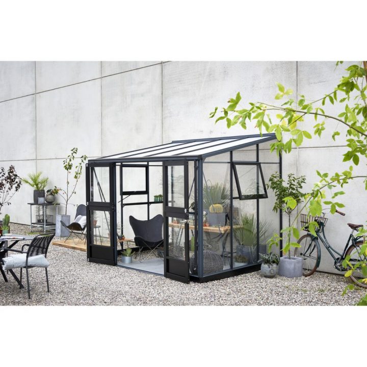 Serre De Jardin Adossée Veranda 6.6 M² – Anthracite dedans Serre De Jardin D Occasion