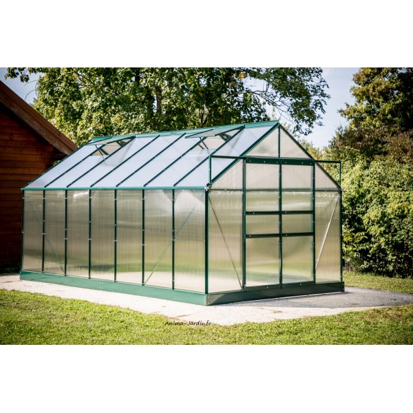 Serre De Jardin En Polycarbonate, Aluminium Vert, 10,37M² destiné Serre De Jardin Adossée