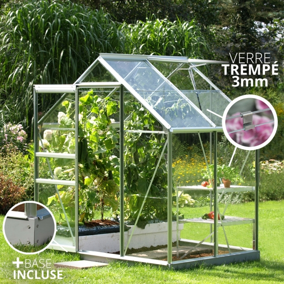 Serre Verre Trempé 3Mm Lams Venus 2,50 M² Avec Base concernant Serre De Jardin Pas Chere Serre Verre Trempé 3Mm Lams Venus 2,50 M² Avec Base concernant Serre De Jardin Pas Chere