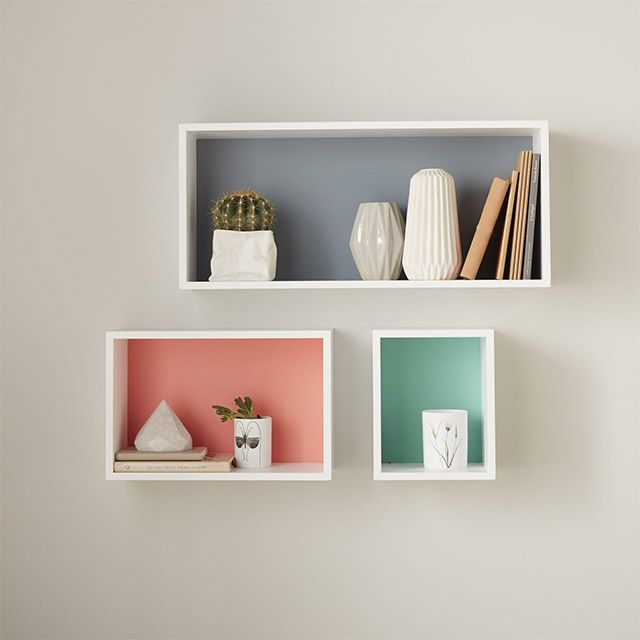 Set De 3 Rectangles Extérieur Blanc Fond Coloré destiné Etagere Murale Castorama