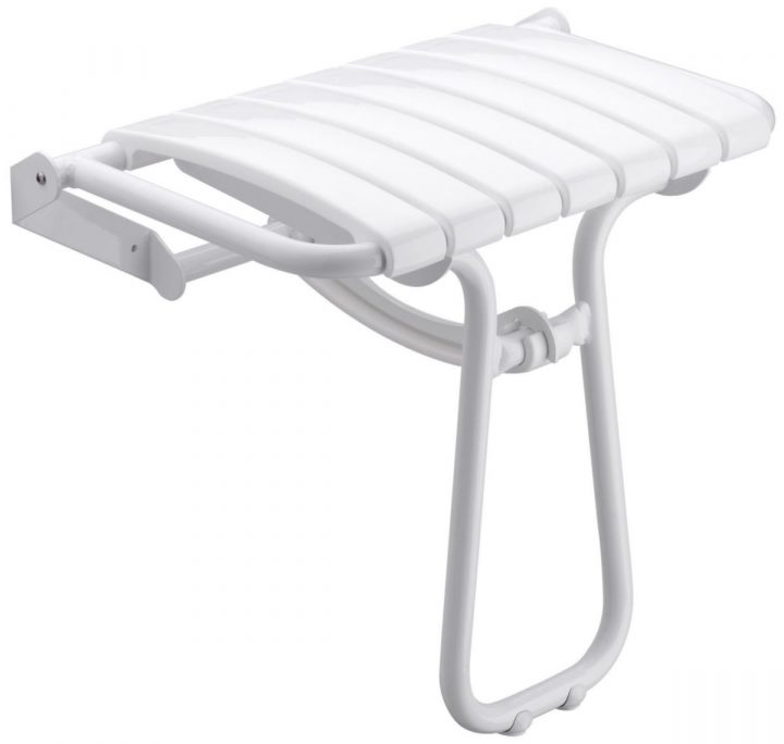 Siège De Douche Escamotable Grande Taille Tube Aluminium + Inox Assise Avec  Lattes Polypropylène Blanc Réf. 047632 encequiconcerne Siège De Douche Pellet