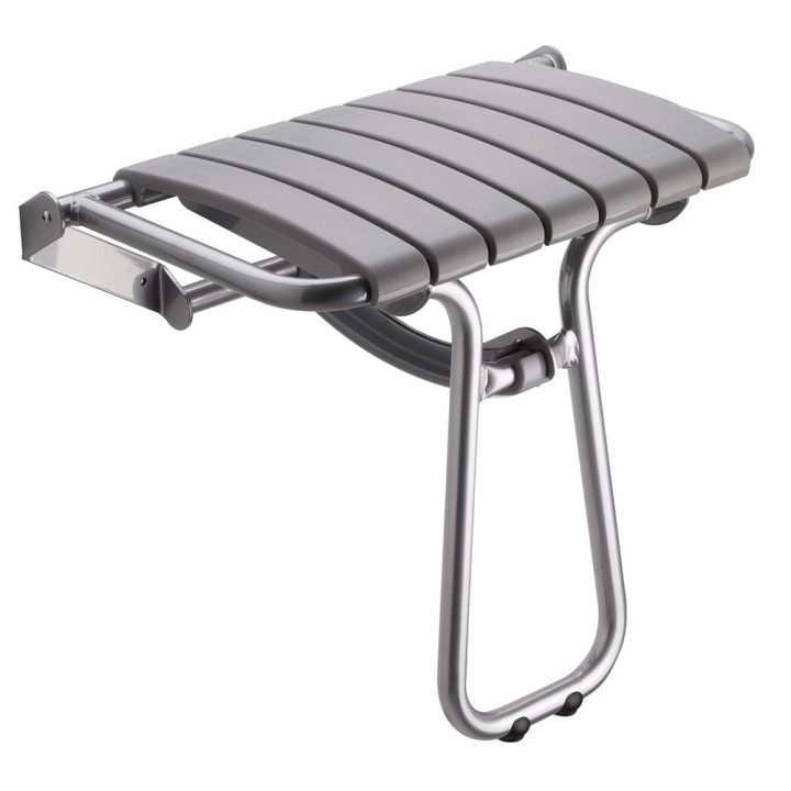Siège De Douche Grande Taille, Gris & Gris Chrome serapportantà Siège De Douche Escamotable