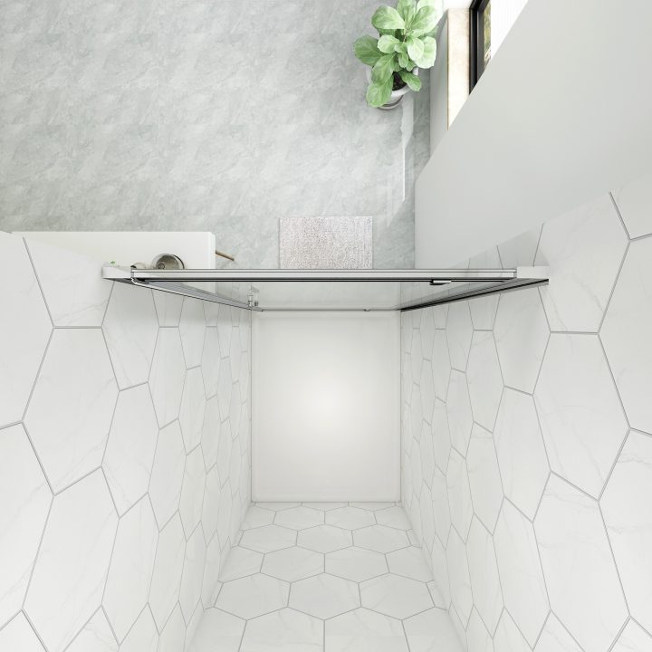 Sirhona Porte De Douche Pivotante En Niche Hauteur 185Cm serapportantà Étagère De Douche Extensible