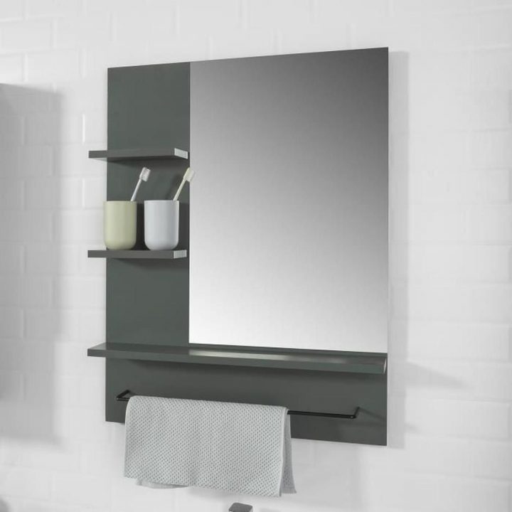 Sobuy® Bzr23-Dg Miroir Avec Porte-Serviettes Miroir Mural serapportantà Miroir Salle De Bain Avec Tablette Et Éclairage