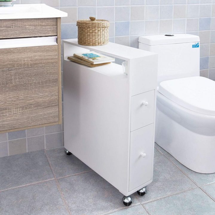 Sobuy® Frg51-W Meuble De Rangement À Roulettes Wc, Porte dedans Meuble A Papier