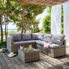 Solange Salon De Jardin Gris Clair Effet Rotin Tressé (4 À 6 tout Cdiscount Salon De Jardin