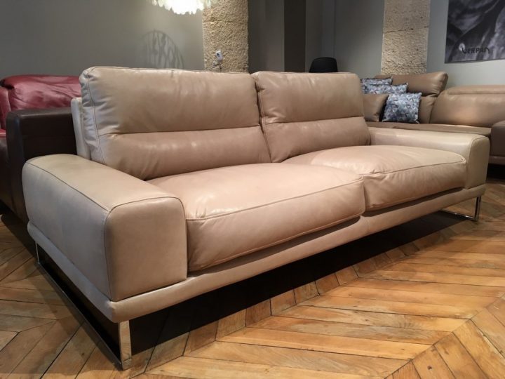 Soldes Canapé Cuir Pleine Fleur De Veau Taupe Idol 2,5 Places concernant Seanroyale Soldes