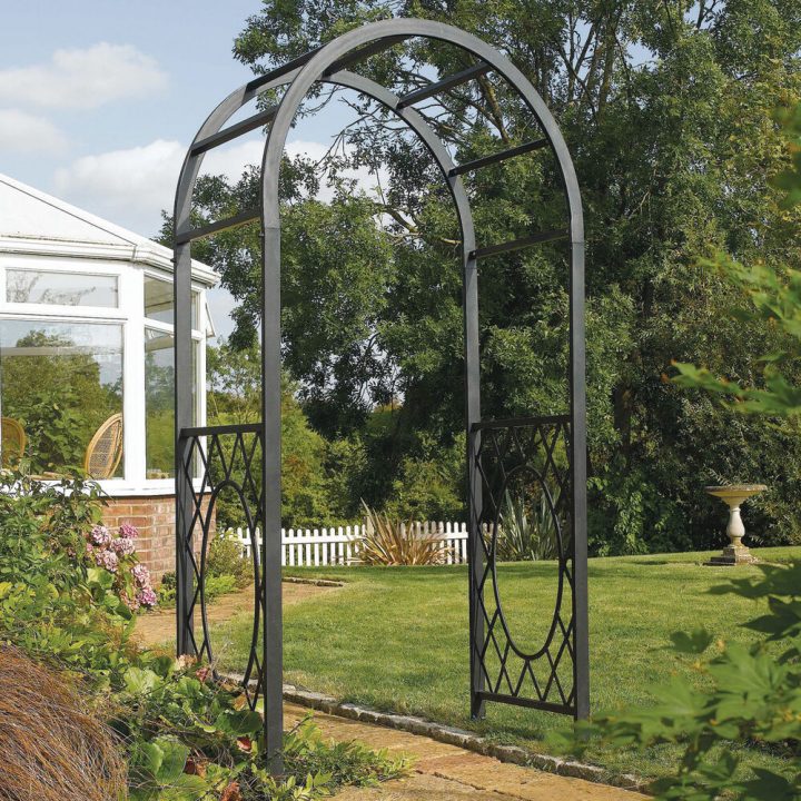 Solid Steel Garden Arch Metal Arbor Frame Gray Outdoor avec Arche De Jardin