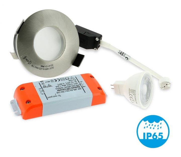 Spot Led Salle De Bain Complet Ip65 Acier Bossé 82Mm + Ampoule Gu10 |  Température De Couleur: Blanc Chaud 3000K dedans Spot Led Encastrable Salle De Bain Ip65 Etanche