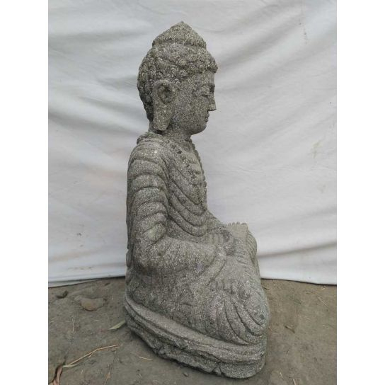 Statue De Bouddha En Pierre Assis Jardin Zen Collier 50 Cm dedans Jardin Zen Bouddha Avec Pierres Portes Bonheurs