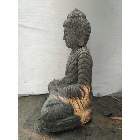 Statue De Bouddha En Pierre Assis Jardin Zen Collier 50 Cm intérieur Jardin Zen Bouddha Avec Pierres Portes Bonheurs