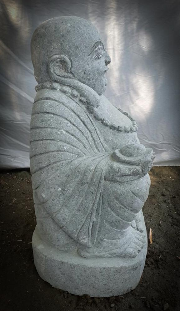 Statue De Jardin En Pierre Happy Bouddha 60 Cm avec Jardin Zen Bouddha Avec Pierres Portes Bonheurs