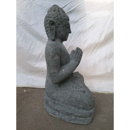 Statue Zen Bouddha Assis Pierre Volcanique Position Prière tout Jardin Zen Bouddha Avec Pierres Portes Bonheurs