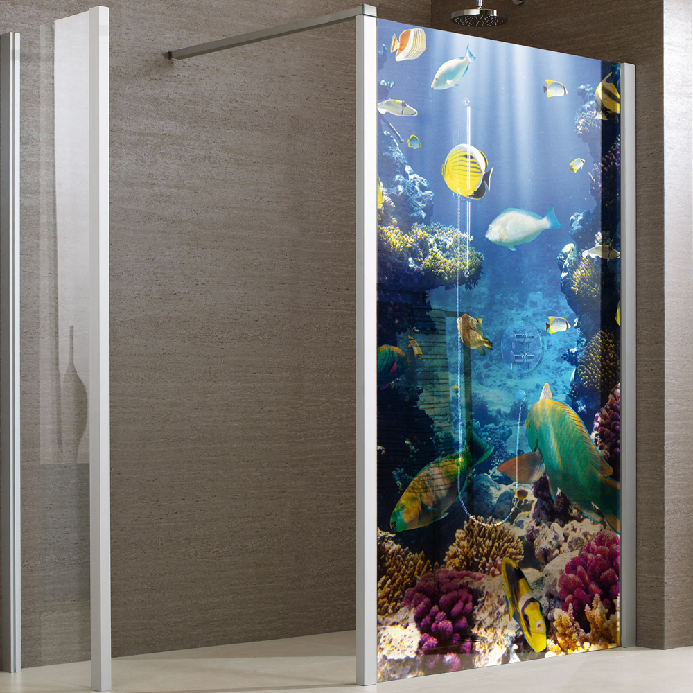 Stickers Paroi De Douche Semi Translucide Poissons Pas Cher avec Stickers Porte De Douche