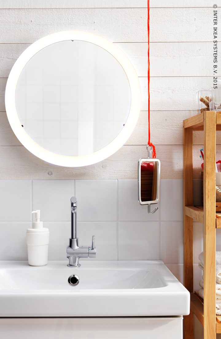Storjorm Miroir Avec Éclairage Intégré – Blanc 47 Cm dedans Miroir Salle De Bain Éclairage Intégré