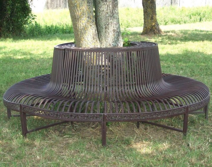 Style Ancien Grand Beau Banc Fauteuil Tour D Arbre En serapportantà Banc De Jardin En Fonte