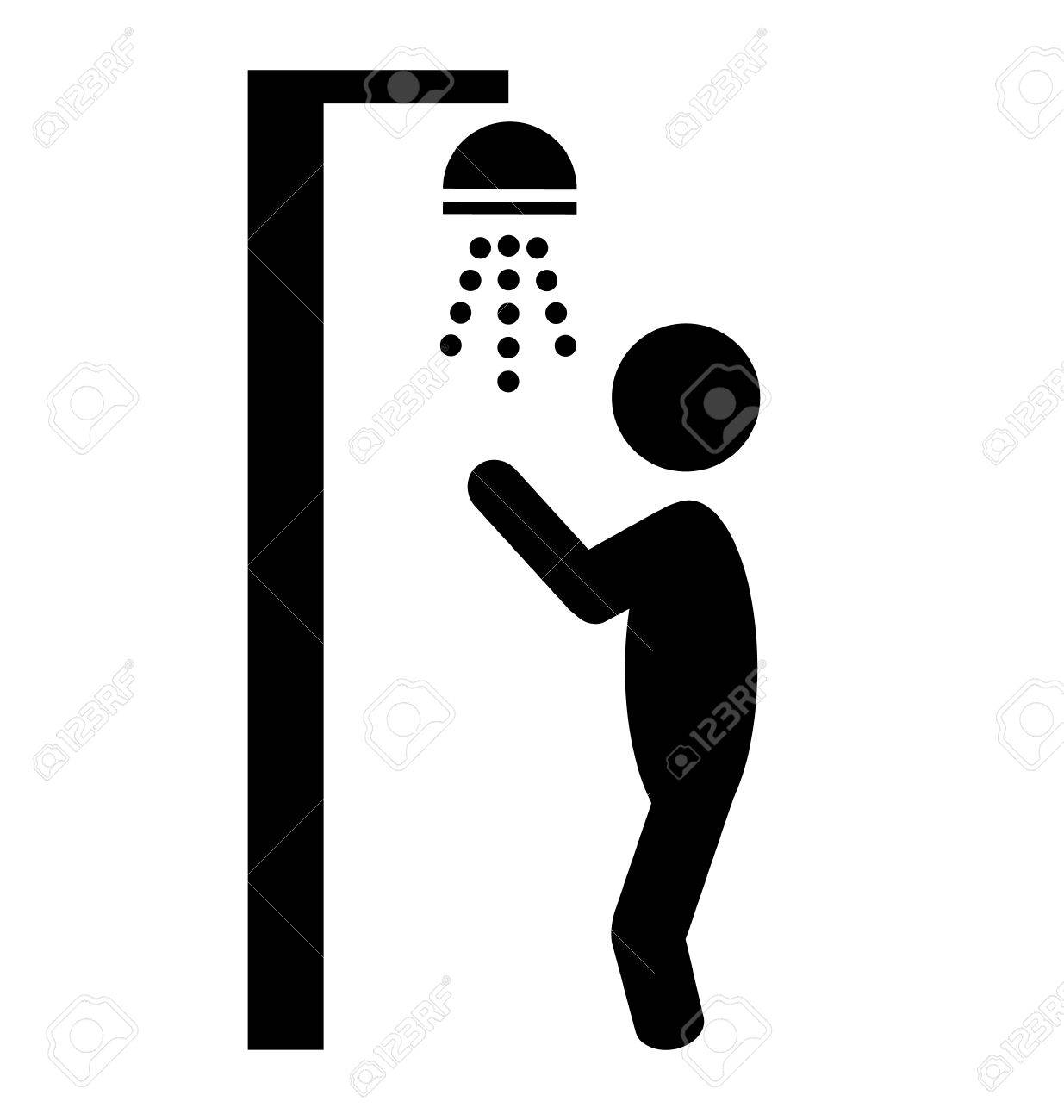 Summer Beach Douche De Piscine Plat Personnes Pictogramme Icône Isolé Sur  Fond Blanc avec Pictogramme Douche