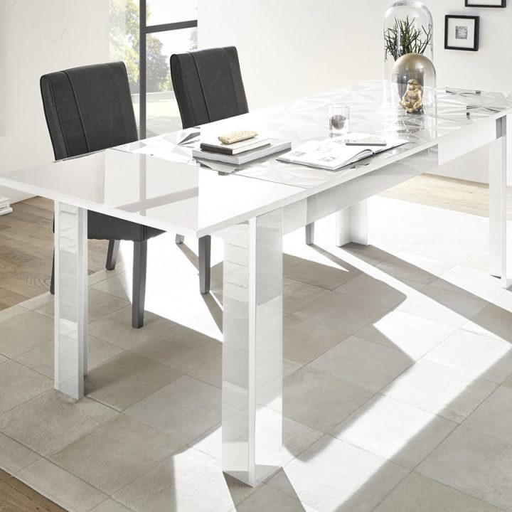 Table 180 Cm Avec Rallonge Design Blanc Laqué Nino| Kasalinea serapportantà Table Salle A Manger Avec Rallonge Intégrée